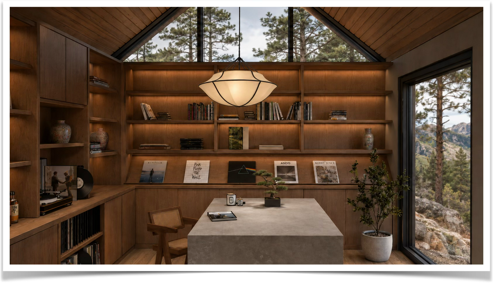 Pine Brook Hills Residence library and workspace rendering