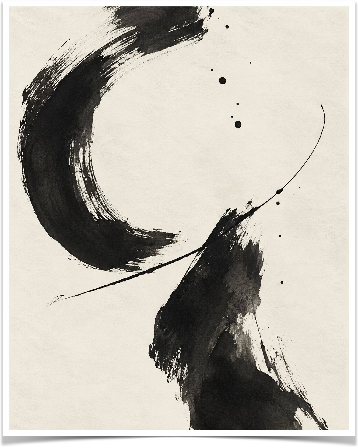 Black and white abstract ink artwork with bold brushstrokes